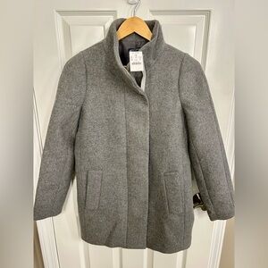 J. Crew Heather Gray Wool Blend City Coat 0 XS Zip Front NWT